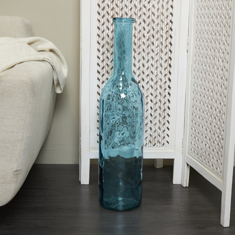 Northridge Recycled Glass Handmade Tall Ombre Floor Decorative Vase, Teal, 29.75" H x 	7.15" W x 12.485" D