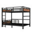 Lit superposé double au-dessus de double TG / lit mezzanine en métal, lits superposés séparables, avec barrière de sécurité surélevée, couleur noyer-474767982