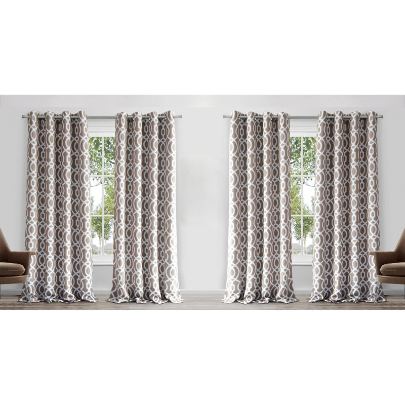 Trellis 100% Blackout Thermal Insulated Grommet Curtain Panel, Beige