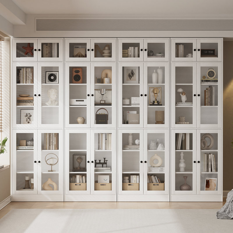 70.9'' H X 94.48'' W Book Cabinet Storage Bookcase Set, White