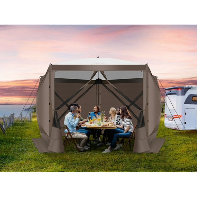 10x10FT Camping Gazebo Screen Tent, Brown