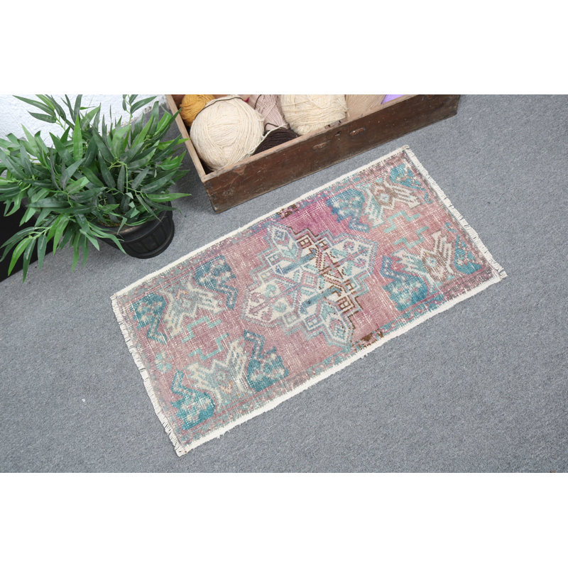 Charmant tapis turc mauve antique idéal pour rehausser le vestibule et les petits espaces - 2677