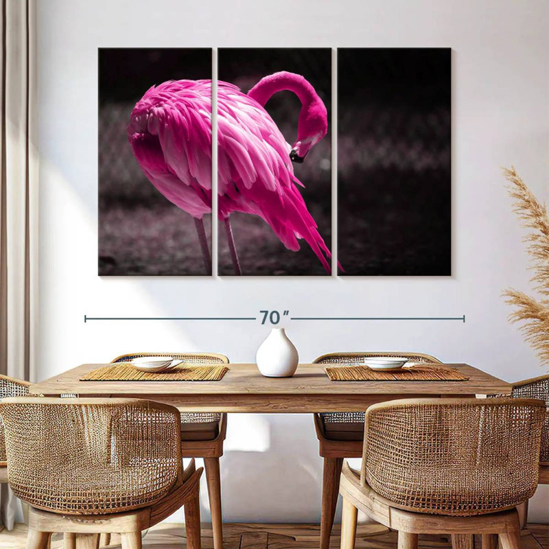 Beautiful Preening Flamingo, 42" H x 65" W