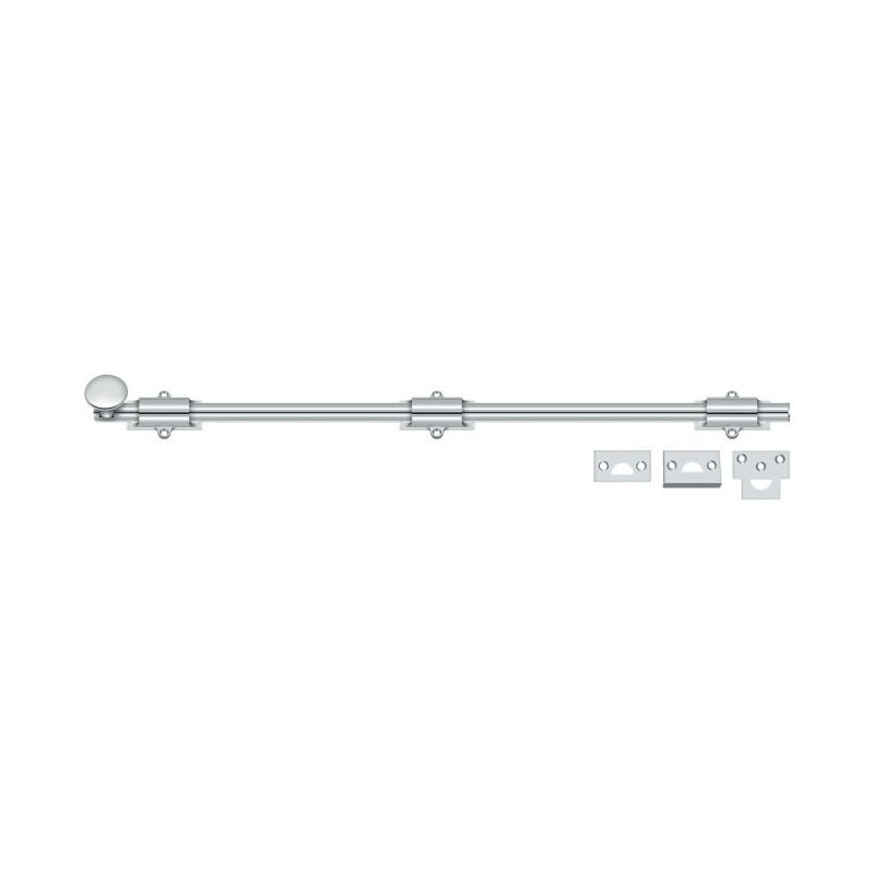 Brass Latch/Catch/Bolt, Polished Chrome, 1.875" H x 24.375" W x 1.25 " D