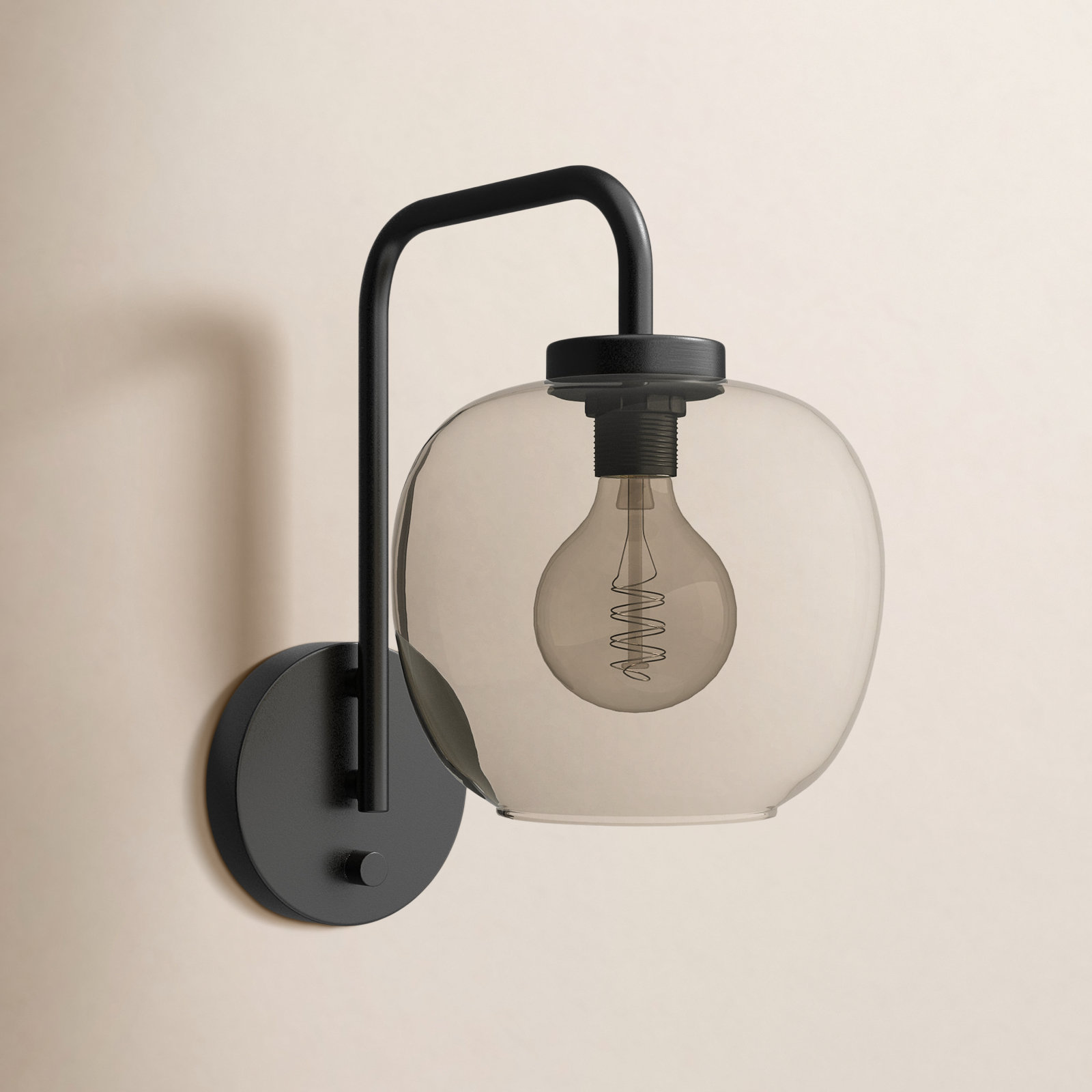 Glynda Single Light Glass Dimmable Plug-in Armed Sconce