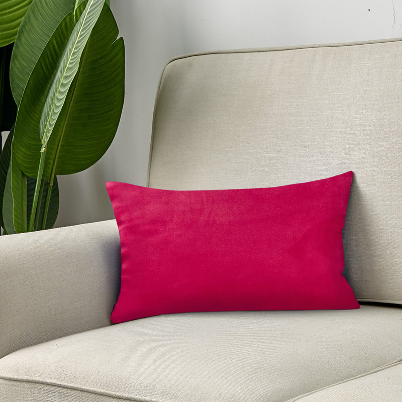 Set of 2 Rectangular Solid Colors Throw Pillow  12"x20" Lumbar Support Pillow With Matching Inserts, Fushia