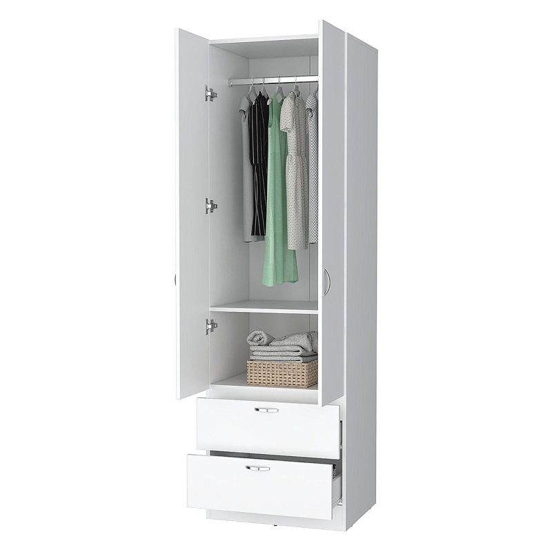 Garde-robe 2 tiroirs 2 portes, Blanc