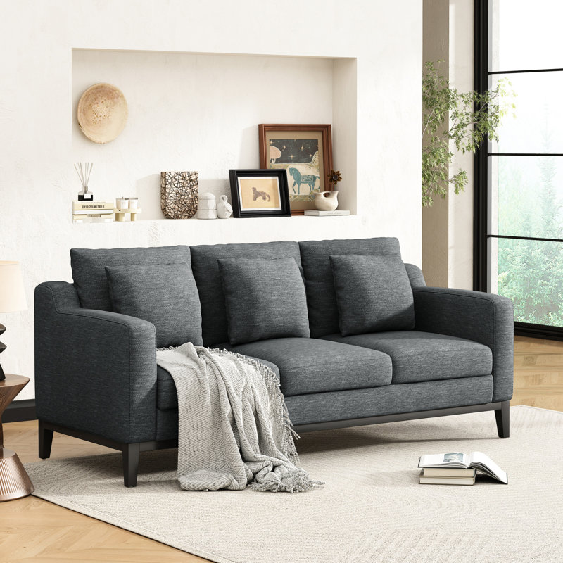Élégant gris anthracite 3 avec housse et pieds en bois, Gris anthracite