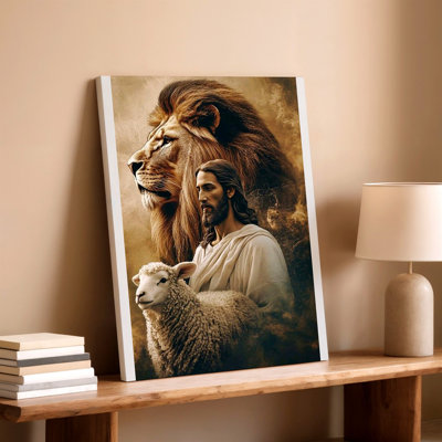 Impression sur toile religieuse, Portrait d'un agneau de berger, impression spirituelle, décoration de maison, salon, chambre à coucher et bureau, œuvre d'art murale