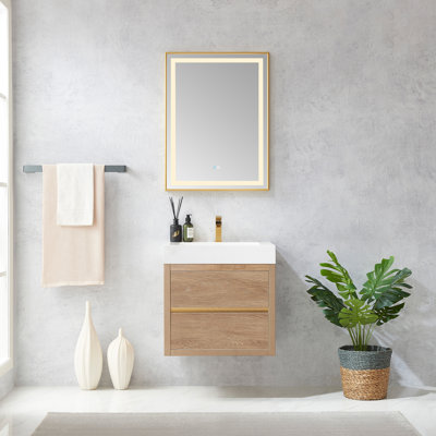 Ensemble de meuble-lavabo mural simple 24 po avec miroir Vetiver