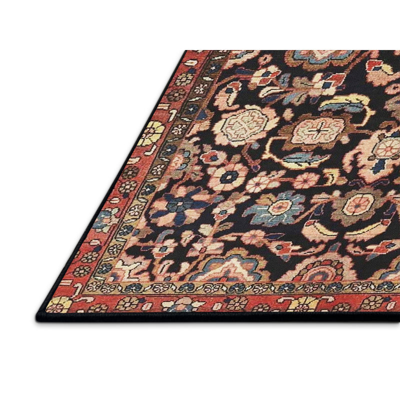 Tapis traditionnel rouge / noir, Rectangle 2 pi x 3 pi
