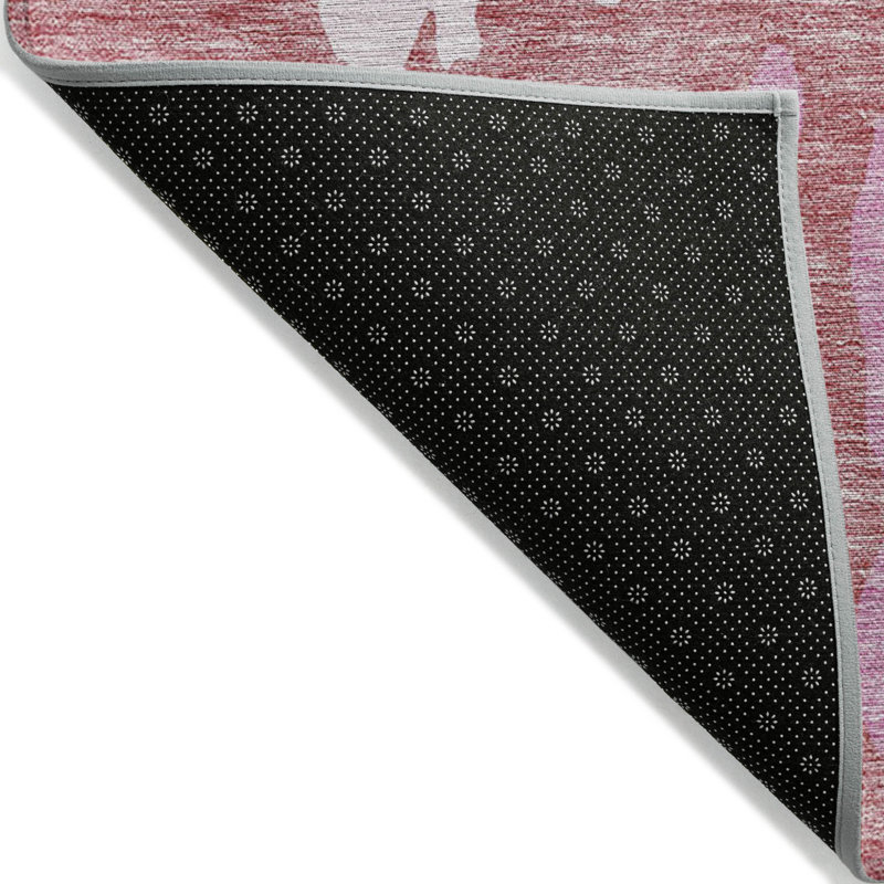 Tapis intérieur lavable abstrait 10 pi x 14 pi rosé et rose