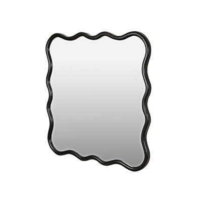 Wood Wavy Square Mirror