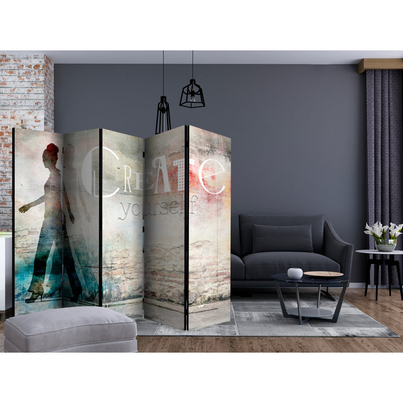 Buffington 225cm W x 172cm H 5 - Panel Solid Wood Folding Room Divider