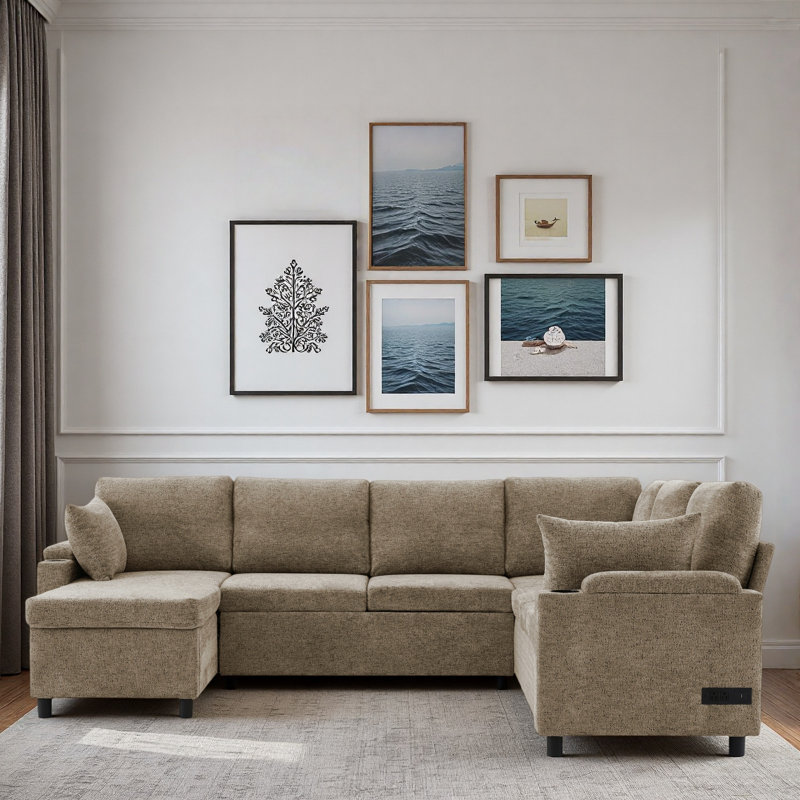 Modular Sectional Sofa With Two Movable Ottomans