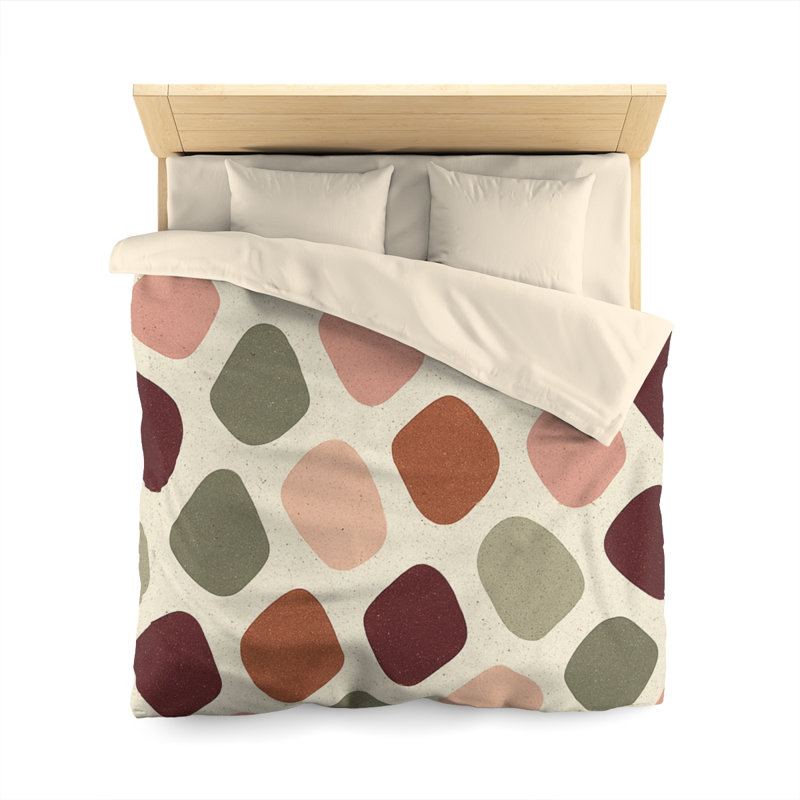 Microfiber Duvet Cover Boho Style, Design 47, Queen Duvet Cover, Cream