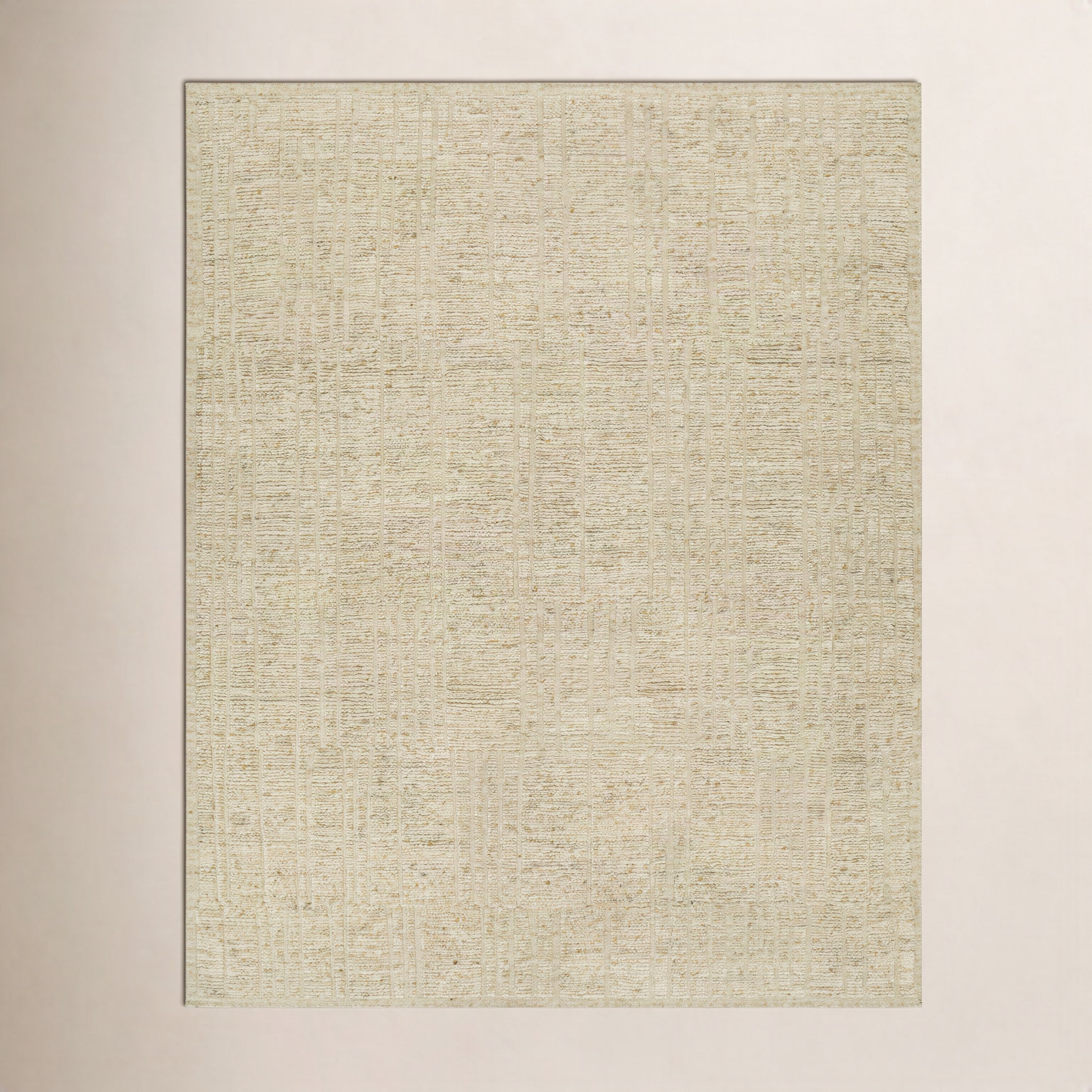 Gitte Hand-Knotted Beige Wool Rug, Rectangle 9' x 12'