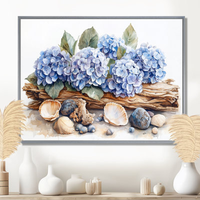 Domoni hortensias et bois flottant