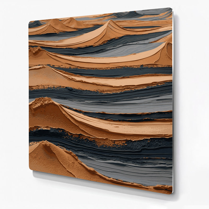 Art mural horizontal rayé horizontal brun foncé en métal brun foncé, H 16 po x l 16 po