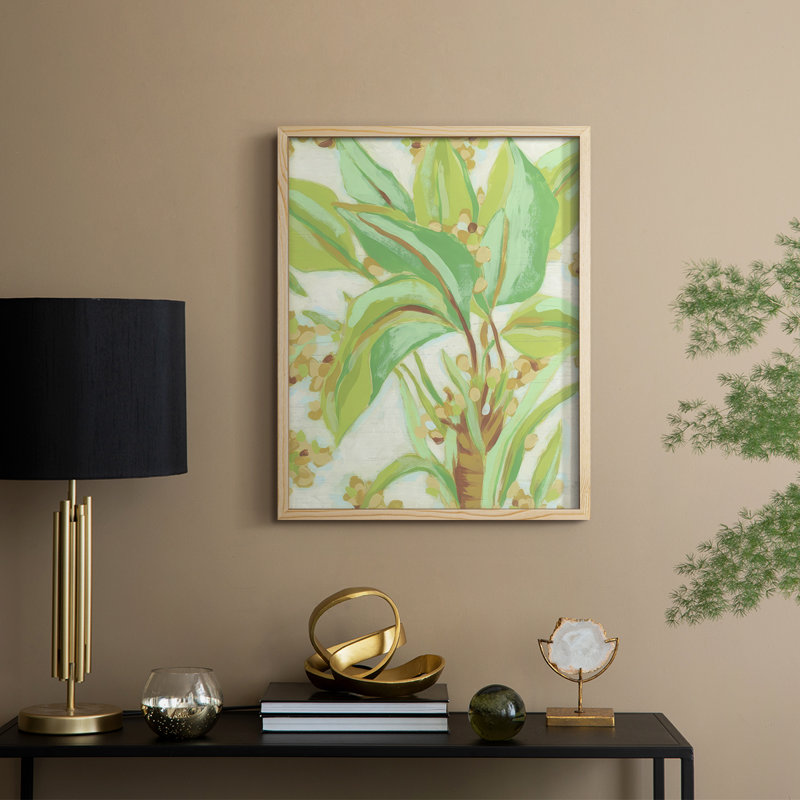 «Island Leaf Fresco II», reproduction encadrée - bois massif, Naturel, H 11 po x l 9 po