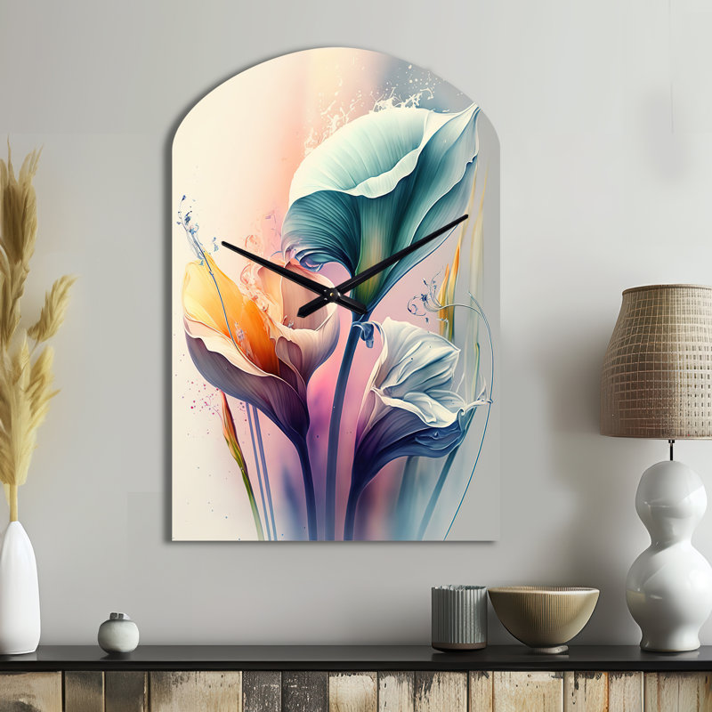 Horloge murale asymétrique en métal coloré Lys Cally II II - Calla Lily, Grand