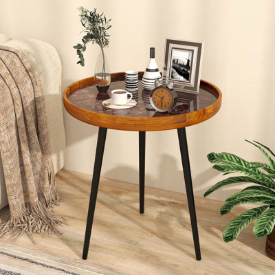 Table basse ronde de style Mid-Century moderne avec décoration coquillage