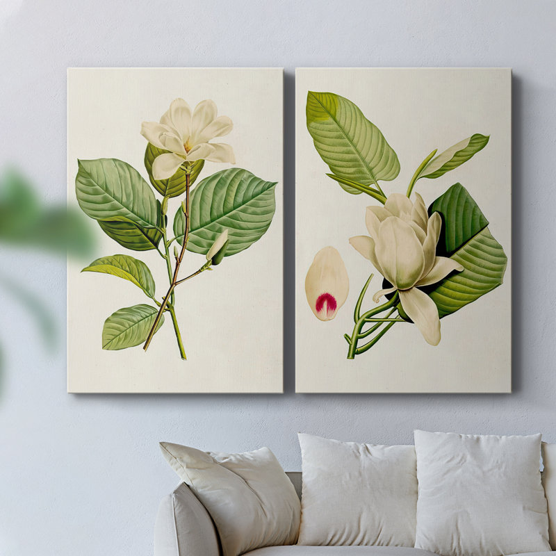 MagnoliaFlowersI-Toile tendue avec châssis de qualité supérieure, prête à être accrochée