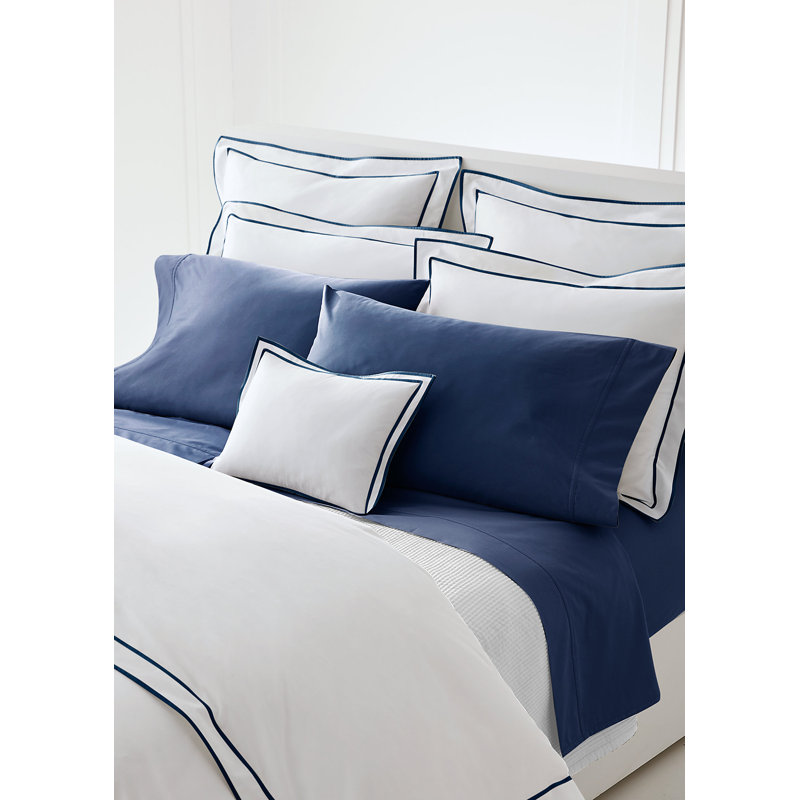 Taie décorative Spencer, Blanc / bleu marine, Très grand