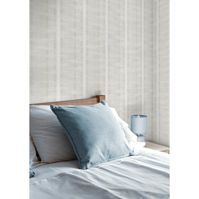  Designs Metallic Alabaster & Smoke Longthorpe Stripe Unpasted Wallpaper