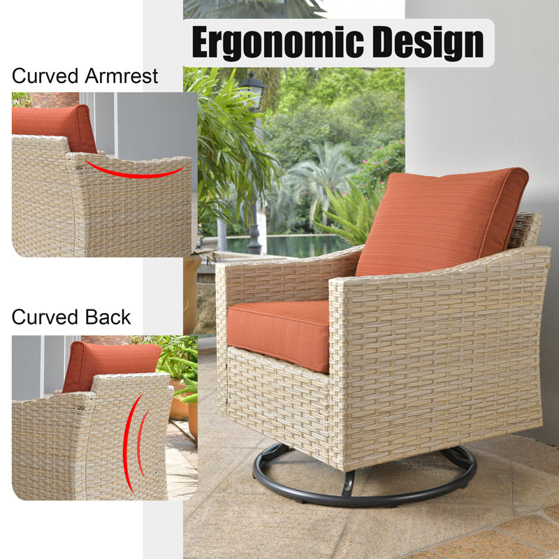 Chaise longue d'extérieur pivotante en osier Daimyan, Orange