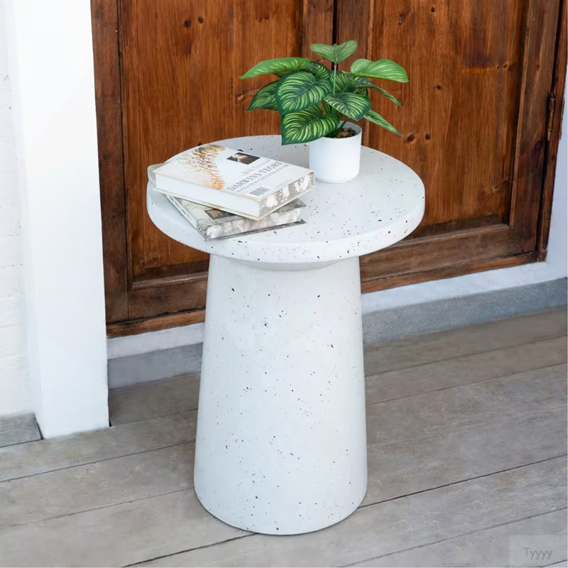Outdoor 24" H MGO Terrazzo Side Table, White