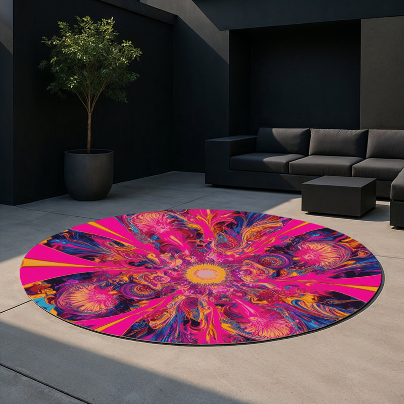 Tapis intérieur et extérieur Hypno Pulse, Rond 5 pi