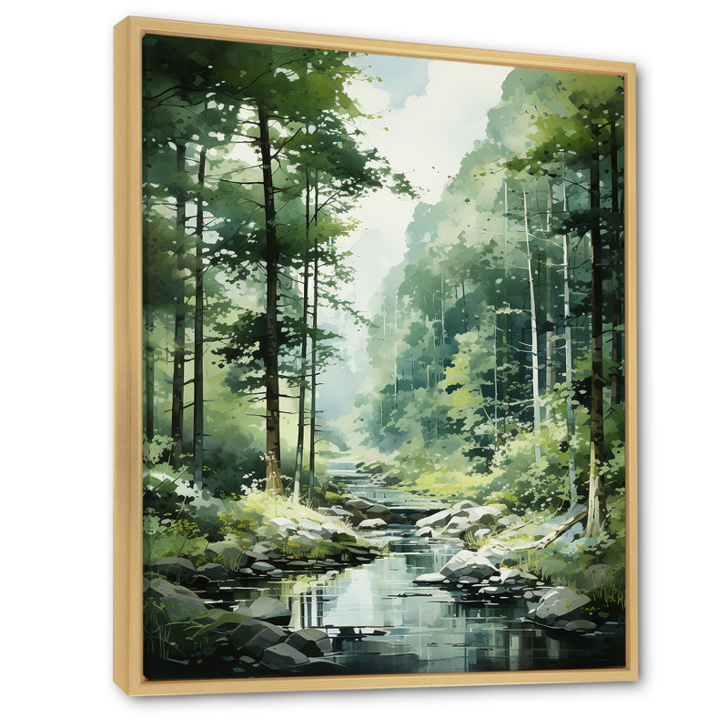 Tranquil Shadows Green Forest I, reproduction d'art sur toile, Cadre naturel flottant, H 32 po x l 16 po x P 1 po