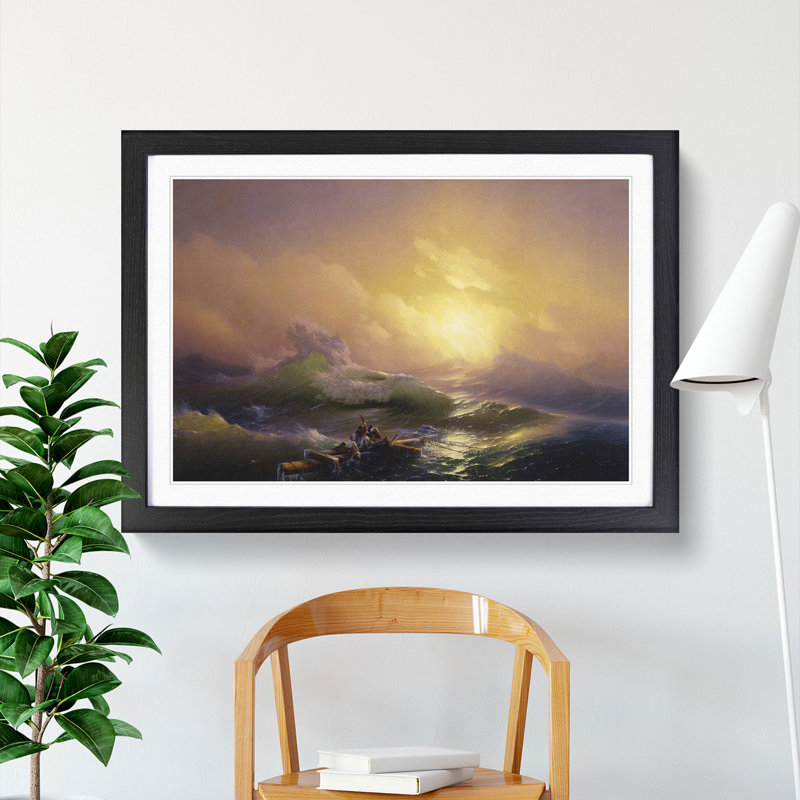 The Ninth Wave by Ivan Aivazovsky - Picture Frame Painting, 36cm H x 48cm W x 2cm D, Black Framed