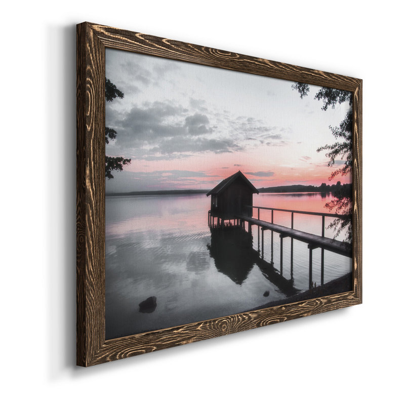 Coucher de soleil sur le mois d'octrier - Photographie de cadre sur toile, Noyer, H 24 po x l 18 po x P 1,5 po