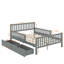 Lit plateforme double en bois avec garde-corps et 2 tiroirs-545936619