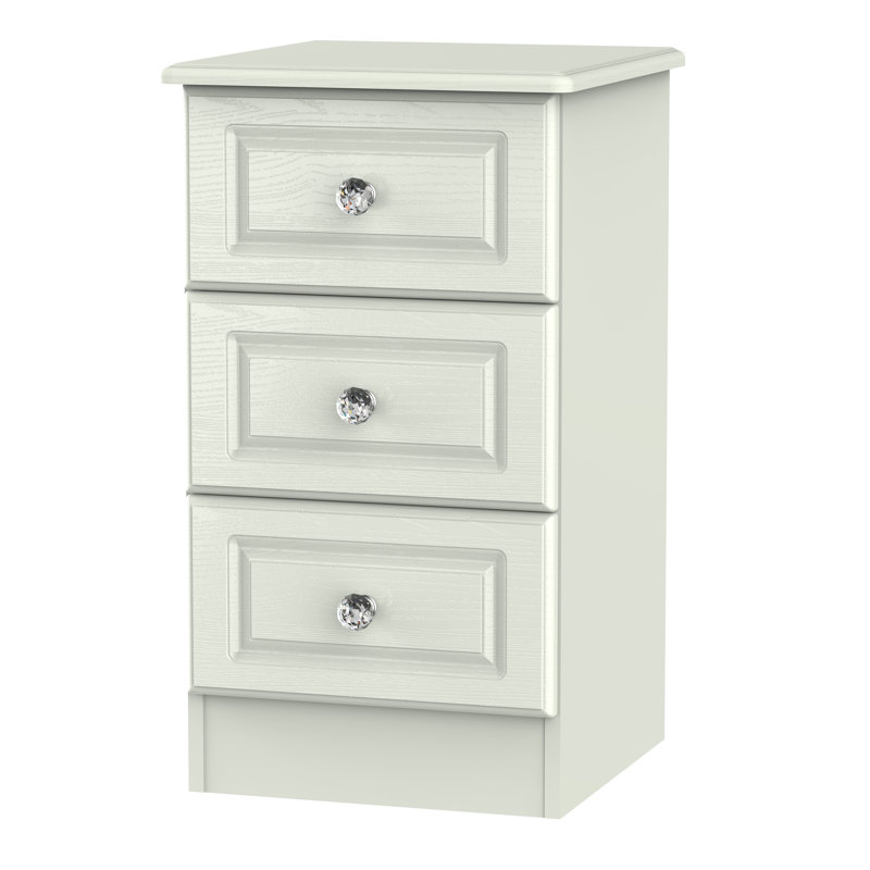 Fully Assembled Asphodèle 3 Drawer Bedside Table, Cashmere Ash