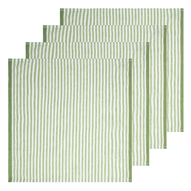 Adamsburg 100% Linen Striped Square Napkin, Basil