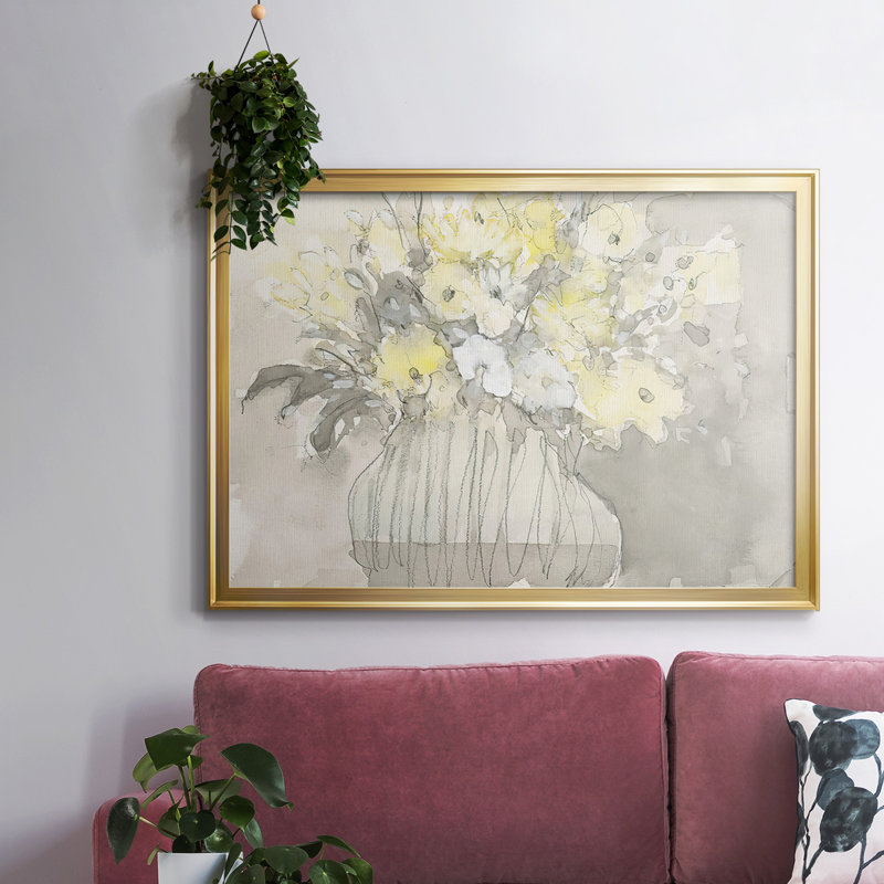 Fleurs rétro I, H 14 po x l 20 po x P 1,5 po, Toile encadrée noire à coins fermés