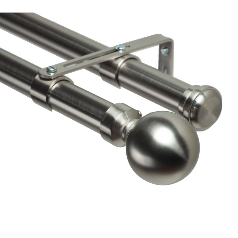 Marshfield Double Curtain Rod, 3" H x 120" W x 6" D, Stainless