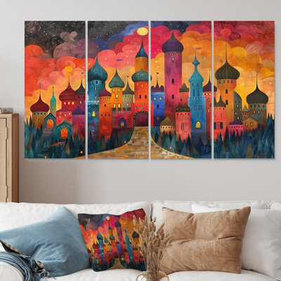 «Colorul Vibrant Moscow Moscow At Night I», ensemble d'art mural