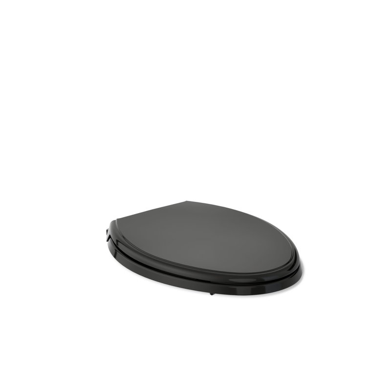 Glenbury Elongated Toilet Seat, Black, Ready Latch