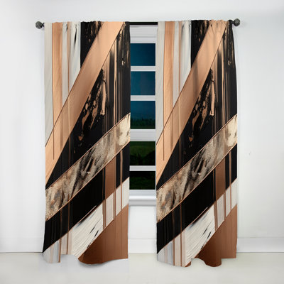 Gautam - Rose Gold Embracing Essence Of Lines III - Modern Curtain - Velvet Room Darkening - 1 panel