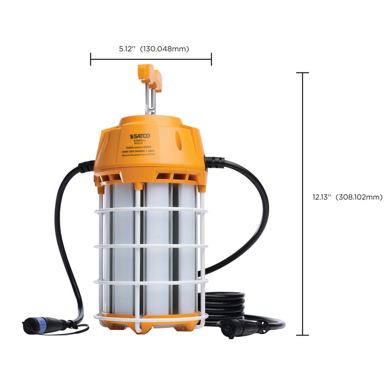 LED Hi-Pro Temp Work Light 5000K Corncob Shape 80 CRI Orange Finish, 12.13" H x 5.12" W x 5.12" D