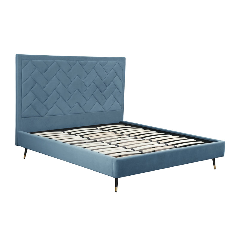 Toshiye Upholstered Platform Bed, King, Blue