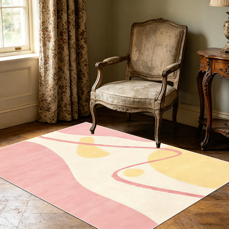 1PC Pastel Abstract Wavy Line Print area rugs for Living Room, Soft and Comfortable, Suitable for all seasons, easy-to-maintain, machine washable Indoor floor mat, Under Table Farmhouse suitable for dining table, bedroom, entryway, home office,...