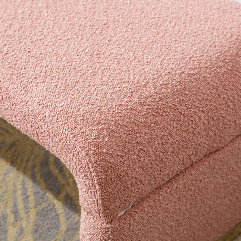 Repose-pieds rembourré en tissu Dant Boucle, Rose