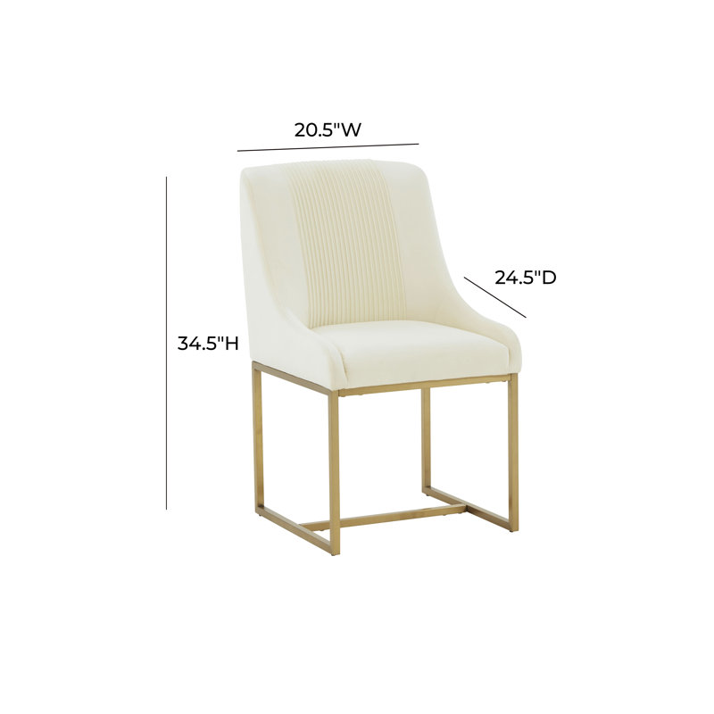 Cream Velvet Upholstered Arm Chair with Pleated Design