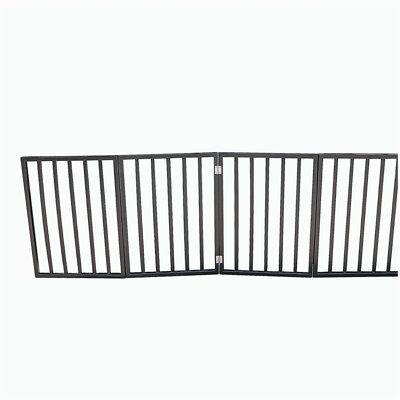 Barrière pour animaux - Barrière pour chien pour portes, escaliers ou maison - Autoportante, pliante, brune, en bois arqué