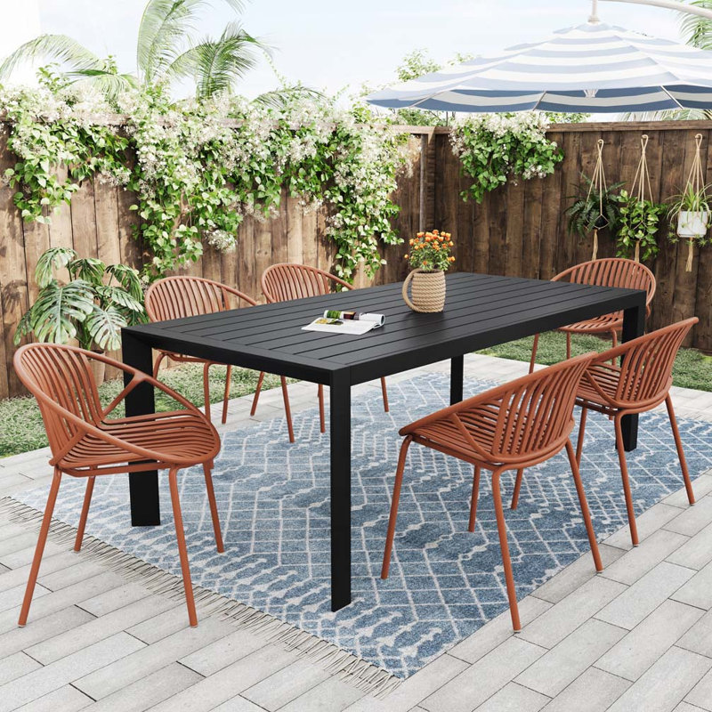 Chaises de salle à manger d'extérieur empilables avec design respirant, Brun